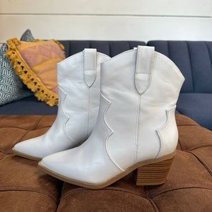 Off White Bamboo Cowboy Boots